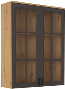 Komoda Flawia GRAR 100 2D s vitrínou GRAR 100 2D Graphite/Artisan