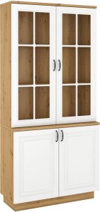 Komoda Flawia WHAR 100 2D s vitrínou WHAR 100 2D bílá/dub Artisan