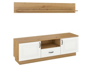 Flawia WHAR RTV 2D 1S skříňka se závěsnou policí Bílá/dub Artisan