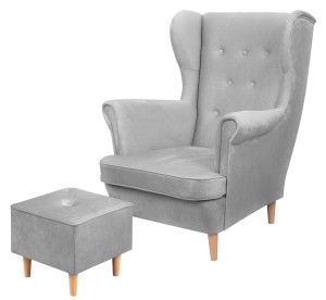 Floki lounge set křeslo s podnožkou šedý