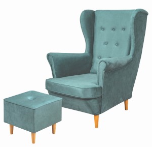 Floki lounge set křeslo s podnožkou Modrá