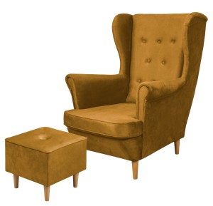 Floki lounge set křeslo s podnožkou Zlato
