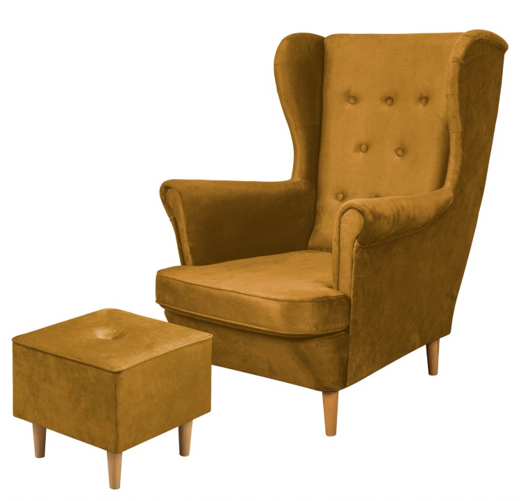 Floki lounge set křeslo s podnožkou Zlato
