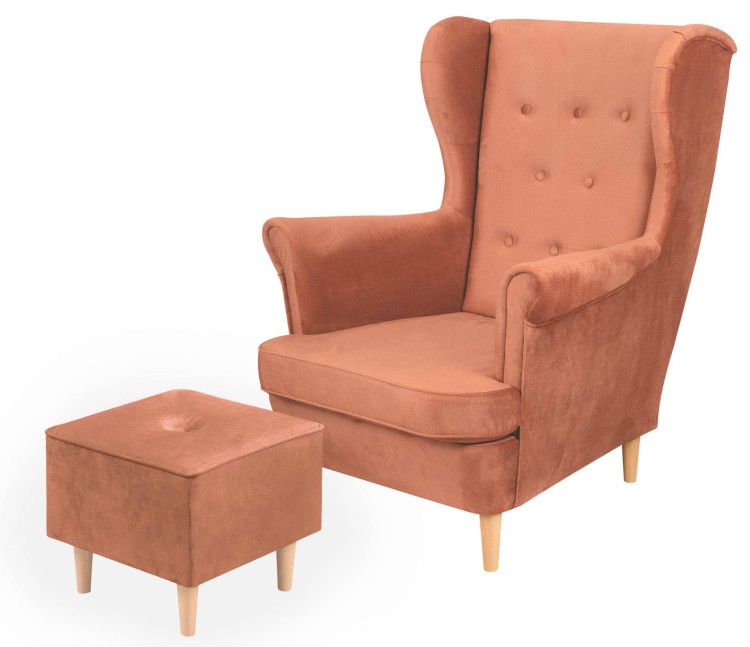 Floki lounge set křeslo s podnožkou Růžová