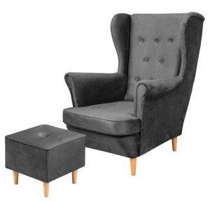 Floki lounge set křeslo s podnožkou Graphite