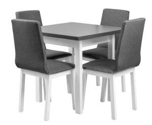 Stůl se 4 židlemi L002 Bílá/Grafitová
