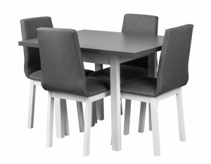Stůl se 4 židlemi L002 Bílá/Grafitová