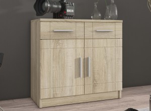 Nástěnná skříňka s vitrínou Paris SO01 se 2 komodami 3D 2S a 2D 2S dub Sonoma