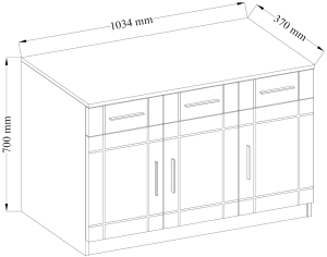 Nástěnná skříňka s vitrínou Paris WH01 se 2 komodami 3D 2S a 2D 2S Bílá/Sonoma dub