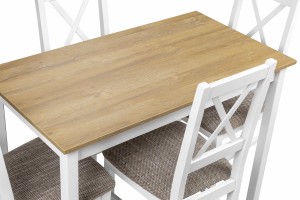 Sada stolu se 4 židlemi X002 Bílá/dub Grandson