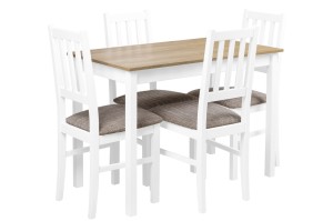 Sada stolu se 4 židlemi X004 Bílý/dub Grandson