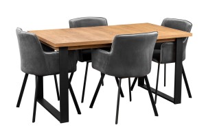 Skládací stůl se 4 židlemi Y071 Černý/Dub Lefkas