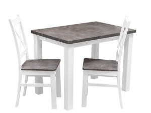 Stůl se 2 židlemi Z052 Bílá/Betonová