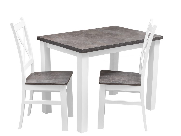 Stůl se 2 židlemi Z052 Bílá/Betonová