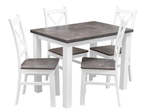 Stůl se 4 židlemi Z052 Bílá/Betonová