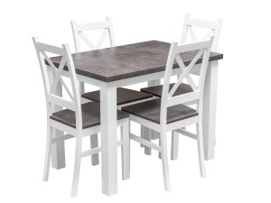 Stůl se 4 židlemi Z052 Bílá/Betonová