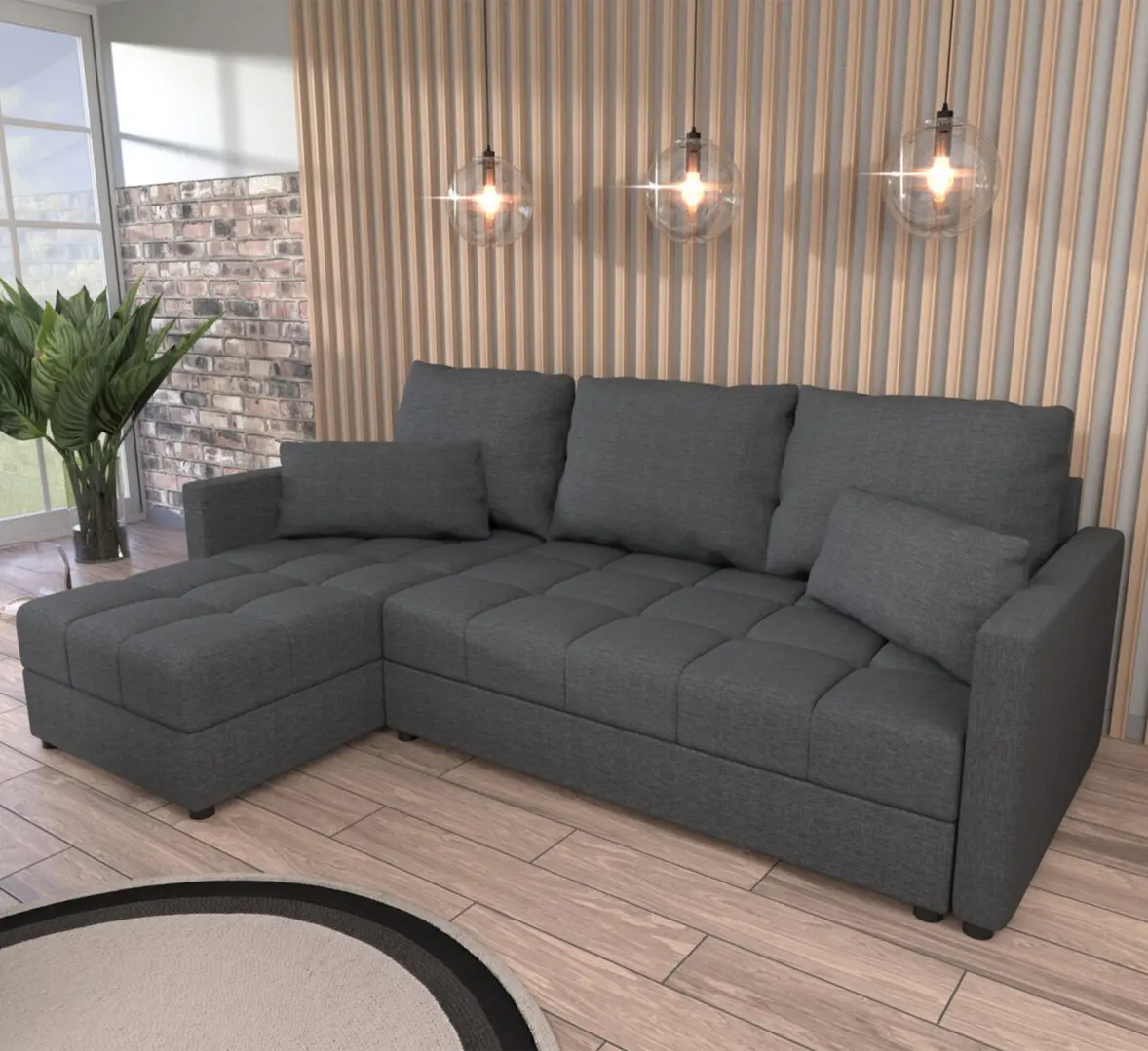 Rohová rozkládací pohovka Domi Inari Grafit