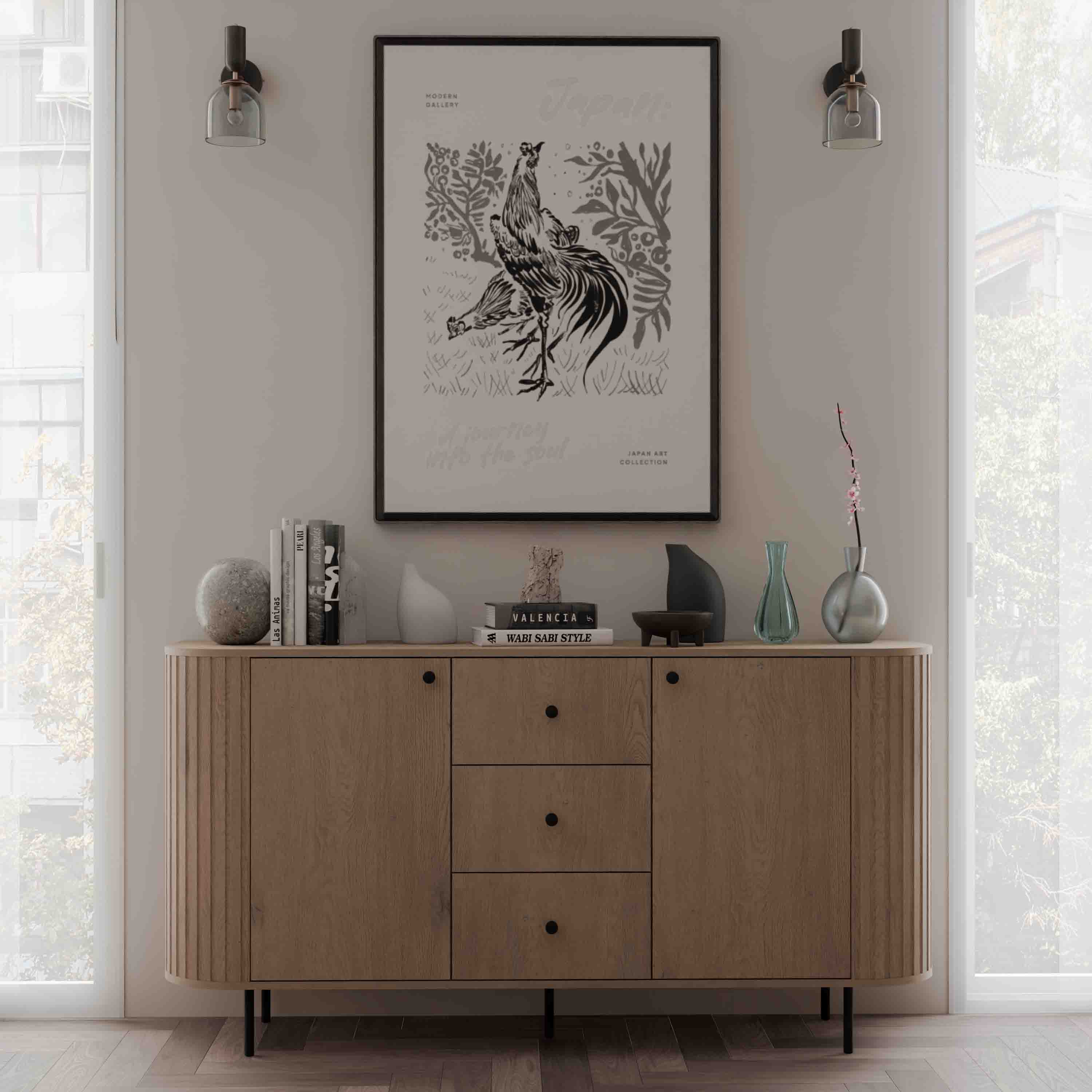 Komoda do obývacího pokoje se třemi zásuvkami a dvěma dvířky Flana 823 2F3S Dub Cremona