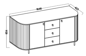 Komoda do obývacího pokoje se třemi zásuvkami a dvěma dvířky Flana 823 2F3S Dub Cremona