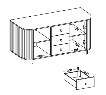Komoda do obývacího pokoje se třemi zásuvkami a dvěma dvířky Flana 823 2F3S Dub Cremona