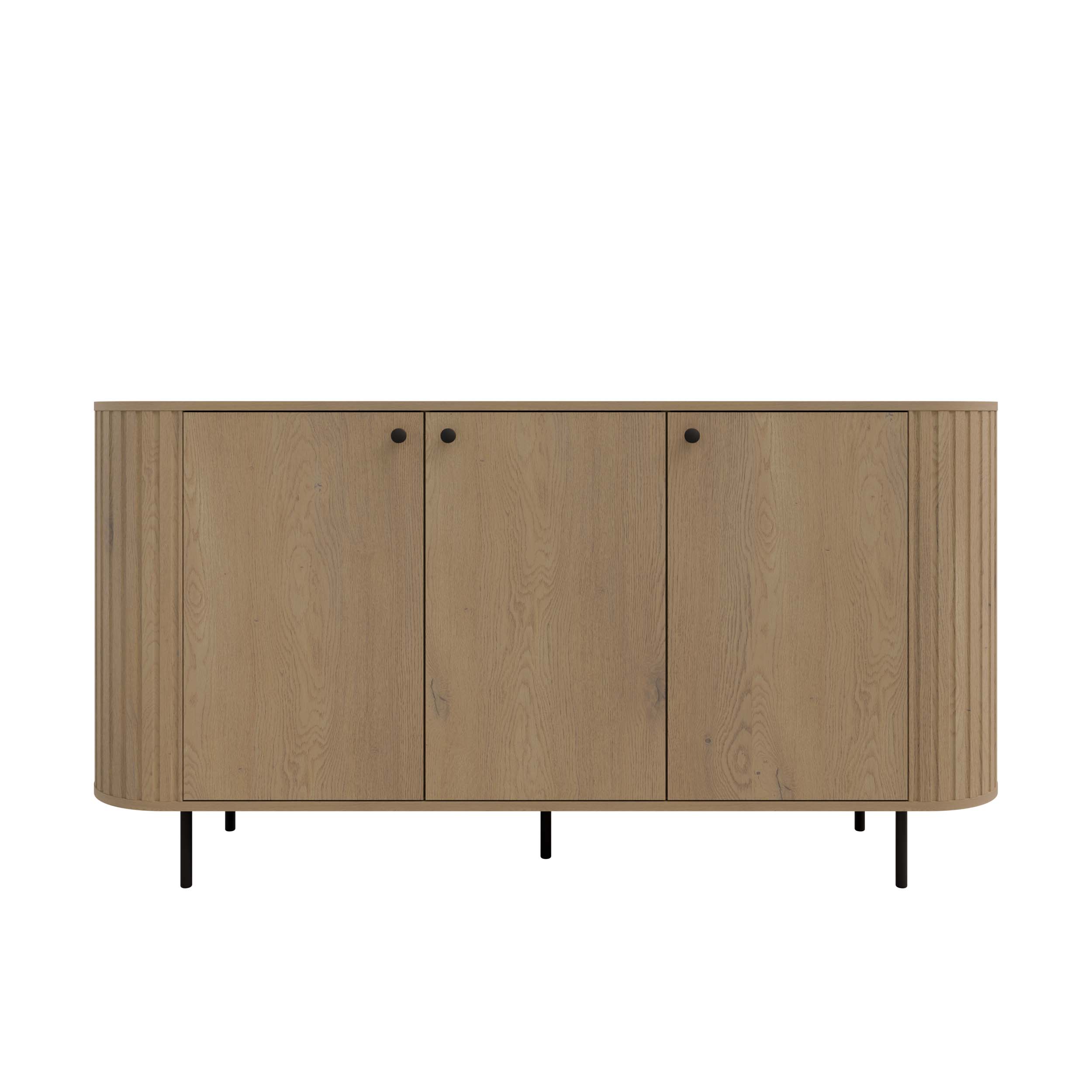 Komoda do obývacího pokoje se třemi dvířky a drážkovanými boky Flana 830 3F Dub Cremona