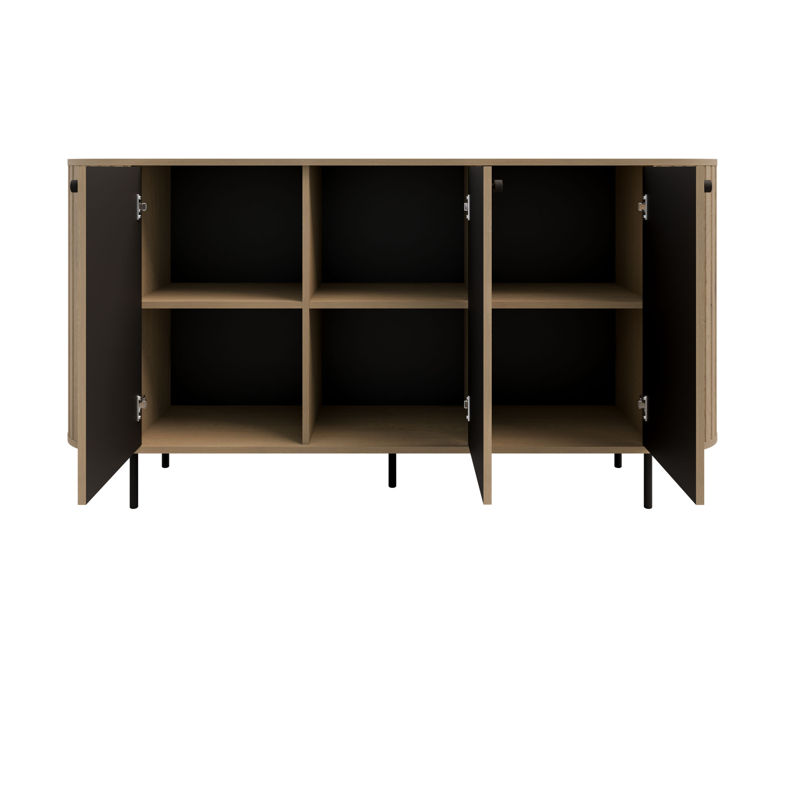 Komoda do obývacího pokoje se třemi dvířky a drážkovanými boky Flana 830 3F Dub Cremona