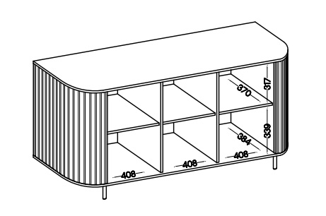 Komoda do obývacího pokoje se třemi dvířky a drážkovanými boky Flana 830 3F Dub Cremona