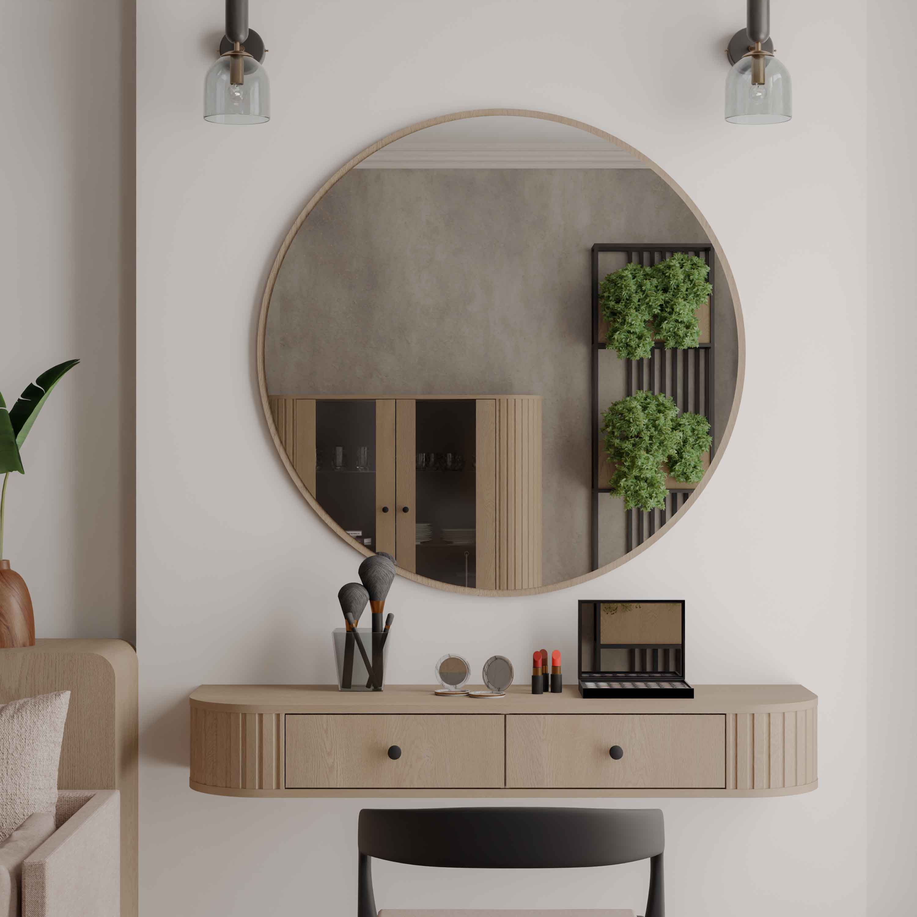 Kulaté závěsné zrcadlo 100 cm Flana 701 Dub Cremona