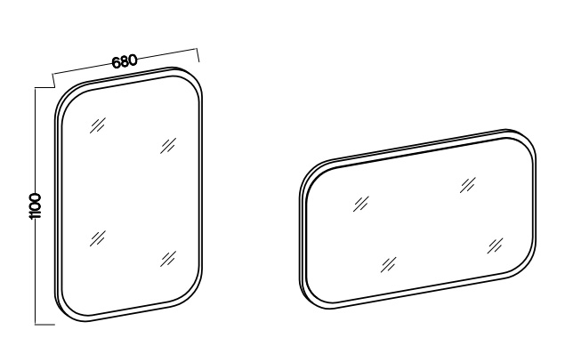 Obdélníkové závěsné zrcadlo se zaoblenými rohy Flana 702 Dub Cremona
