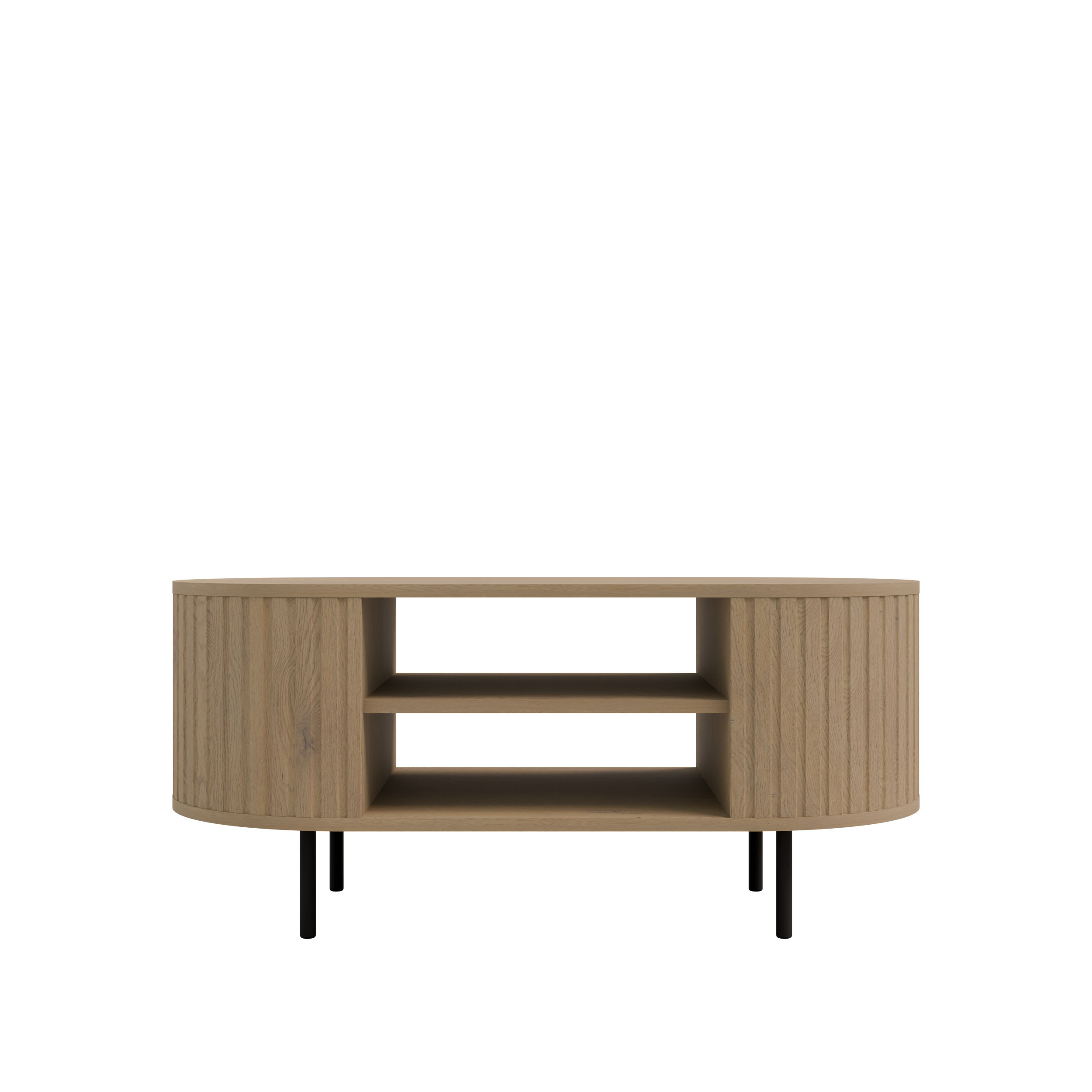 Oválný konferenční stolek s drážkovanými boky Flana 200 Dub Cremona