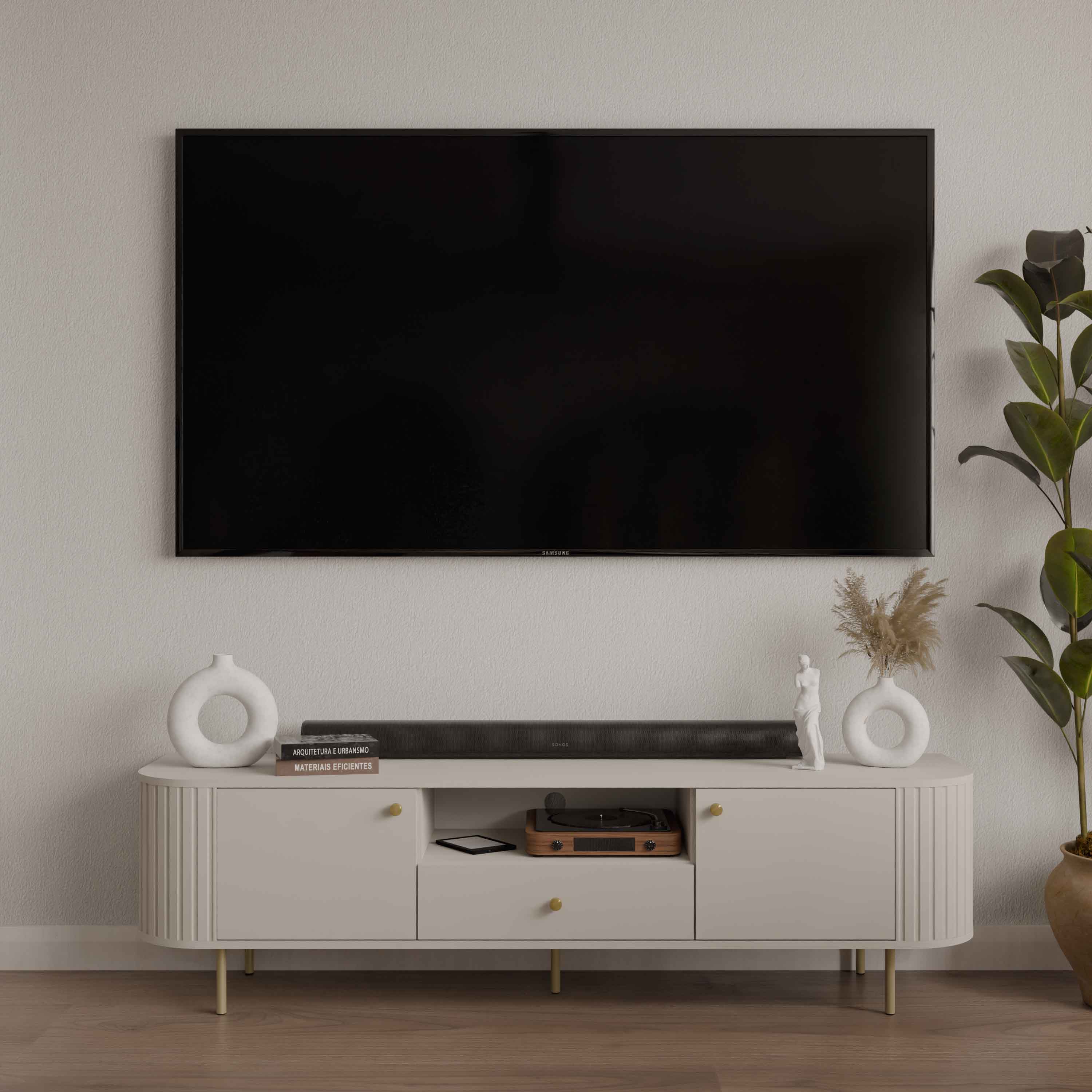 TV stolek se dvěma dvířky a zásuvkou do obývacího pokoje Flana 321 2F1S Béžový