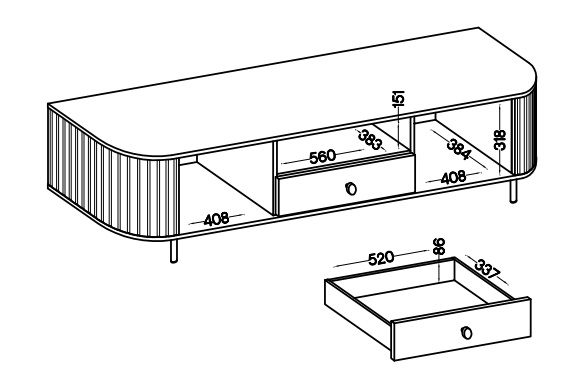 TV skříňka se dvěma dveřmi a zásuvkou Flana 321 2F1S Dub Cremona