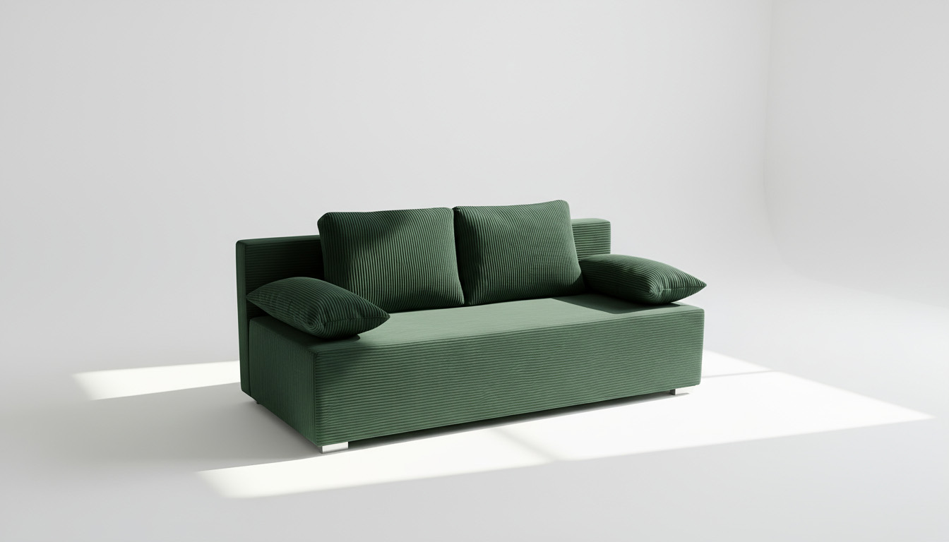 Rozkládací pohovka s funkcí spaní Lunera Prima 2 manšestr zelená