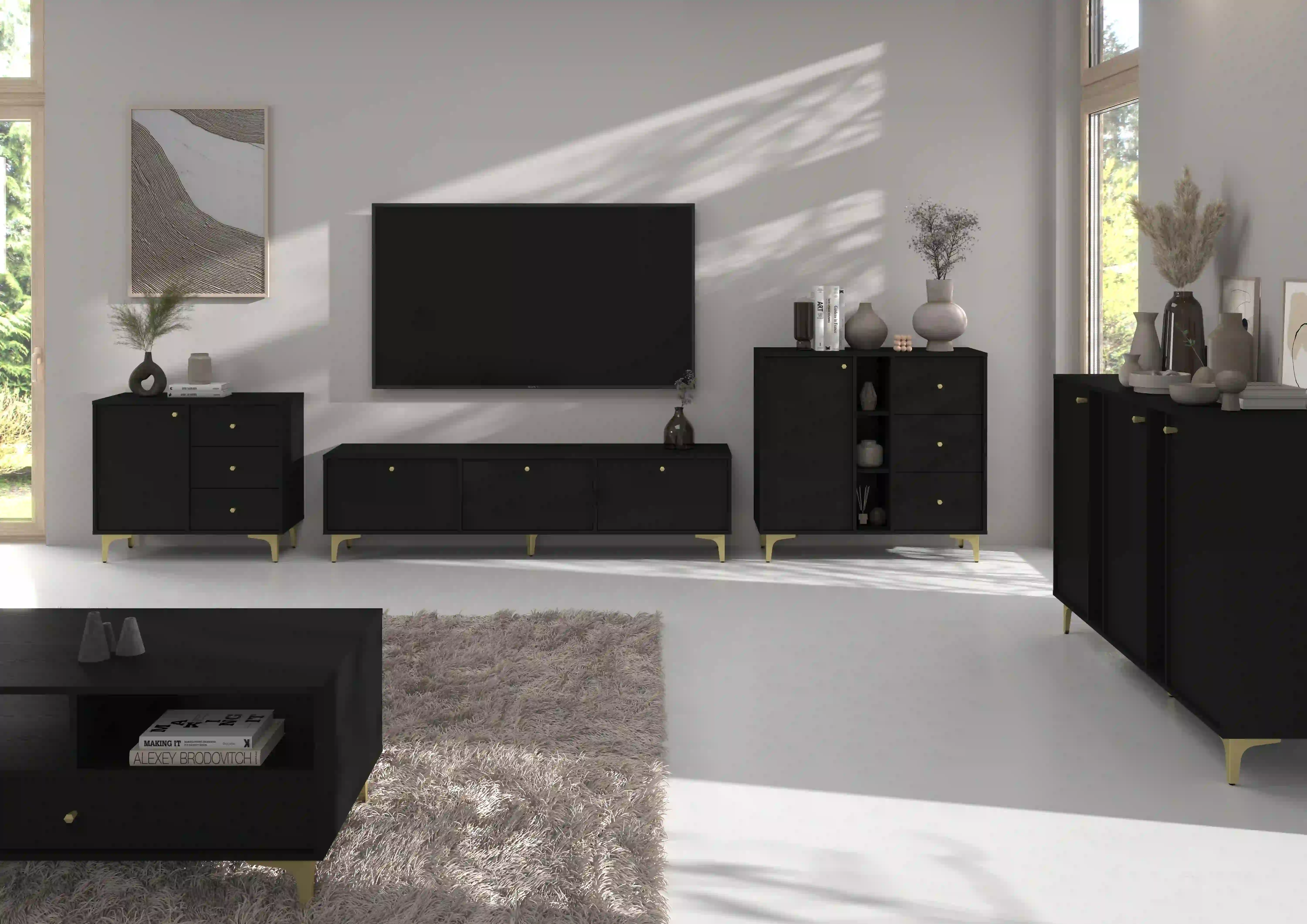 Komoda Sakai 1F 3S T824 Černá