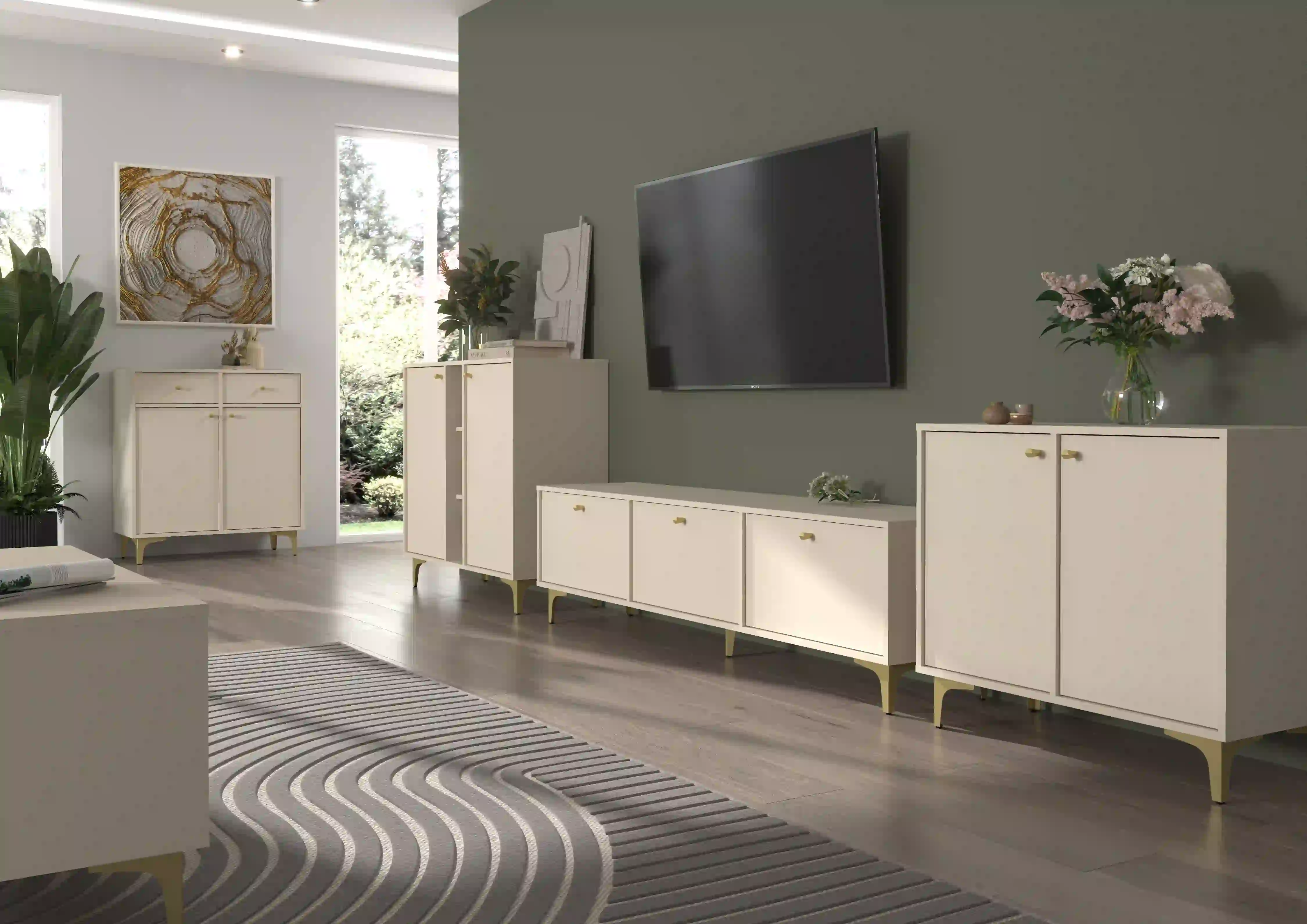 Komoda se zásuvkami do obývacího pokoje Sakai 2F 2S T826 Béžová