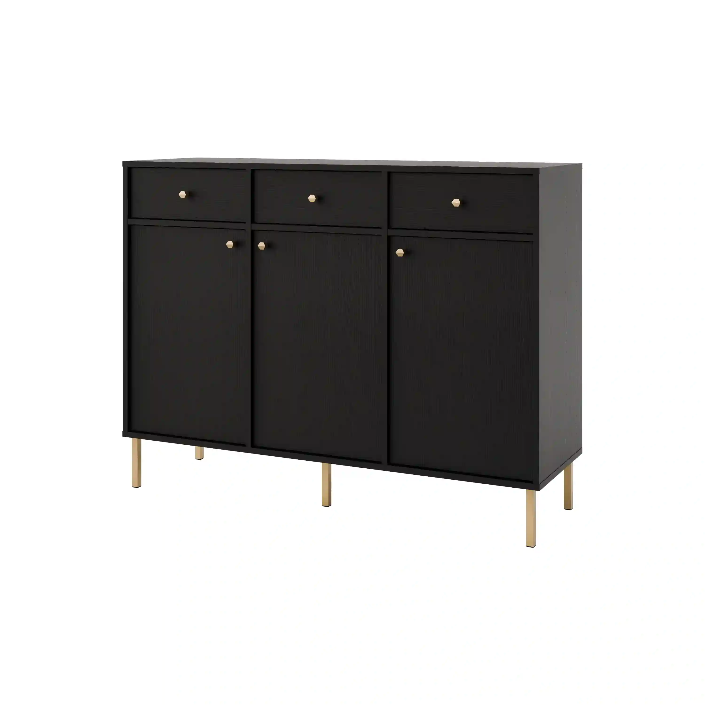 Komoda se zásuvkami Sakai 3F 3S T827 Černá