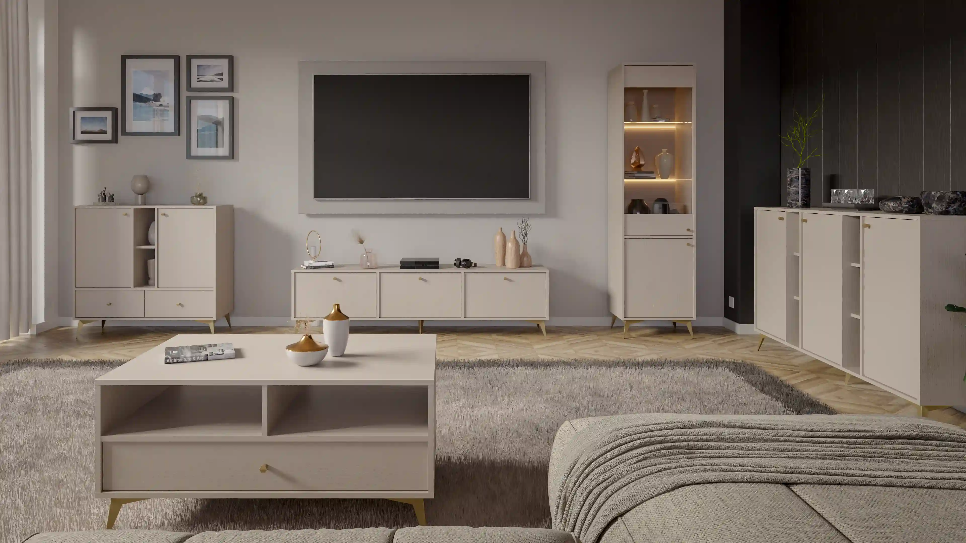 Konferenční stolek se zásuvkou Sakai 1S T201 Béžová