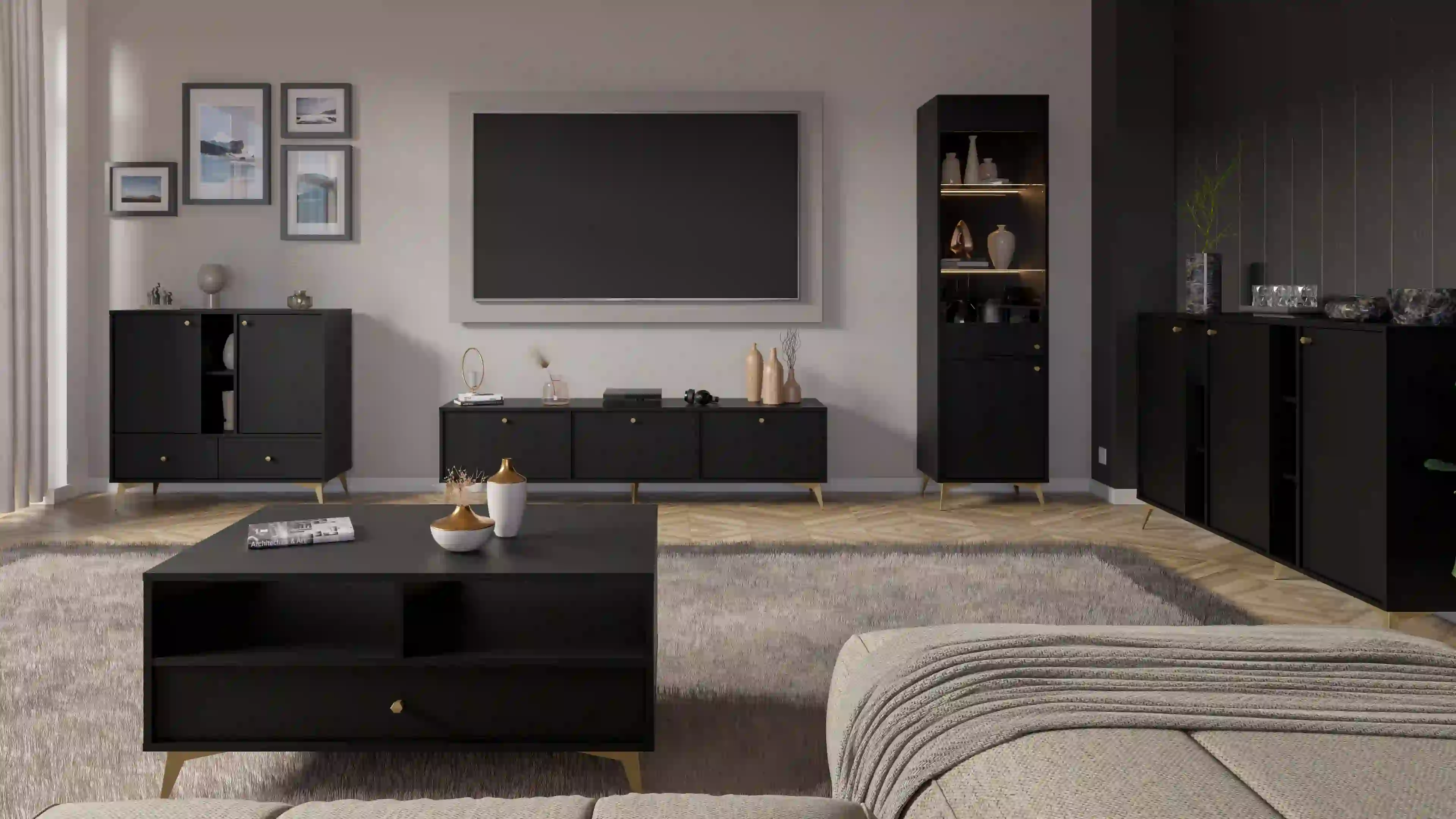 Konferenční stolek se zásuvkou Sakai 1S T201 Černá