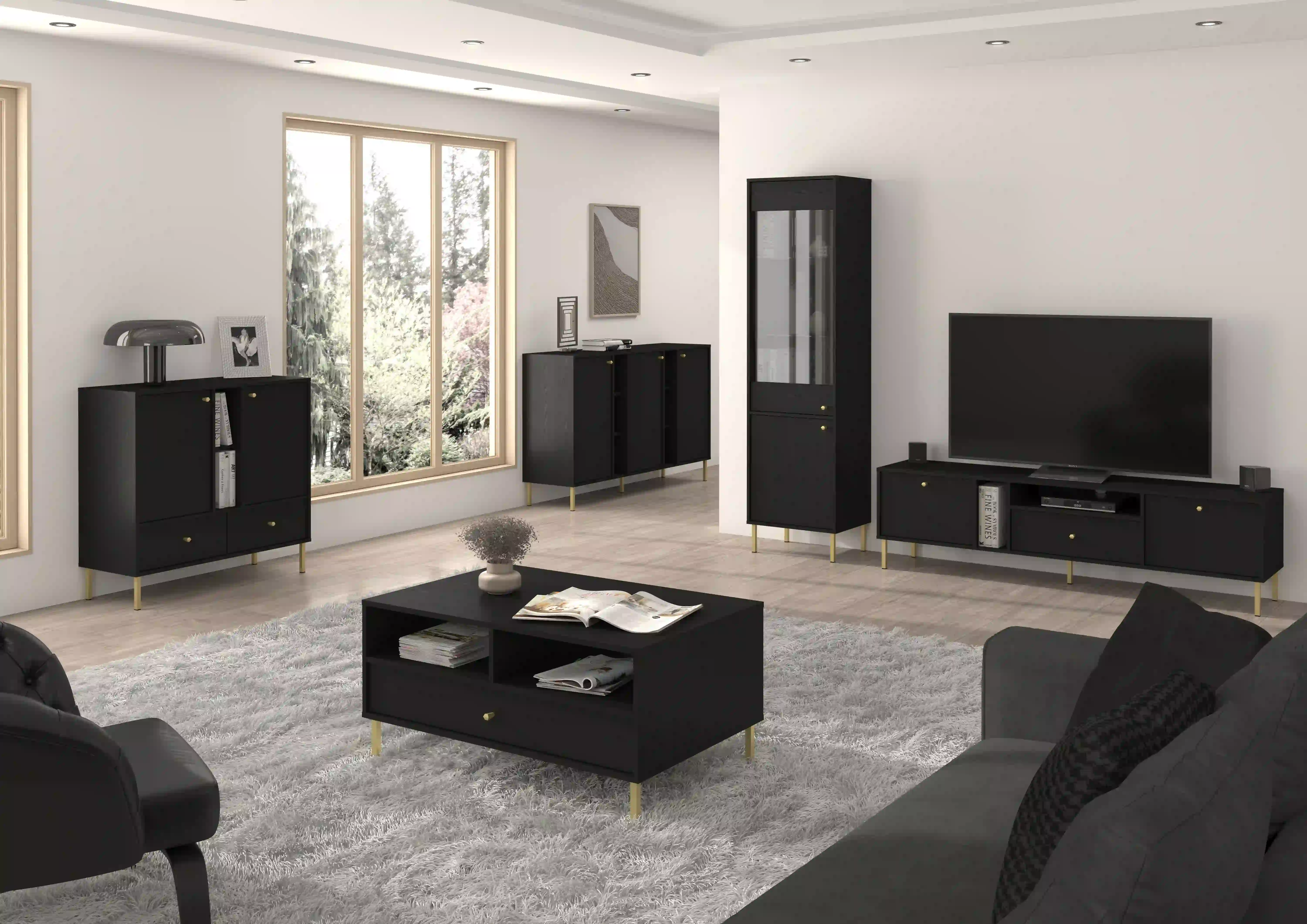 Konferenční stolek s šuplíkem Sakai 2-1S T201 Černá