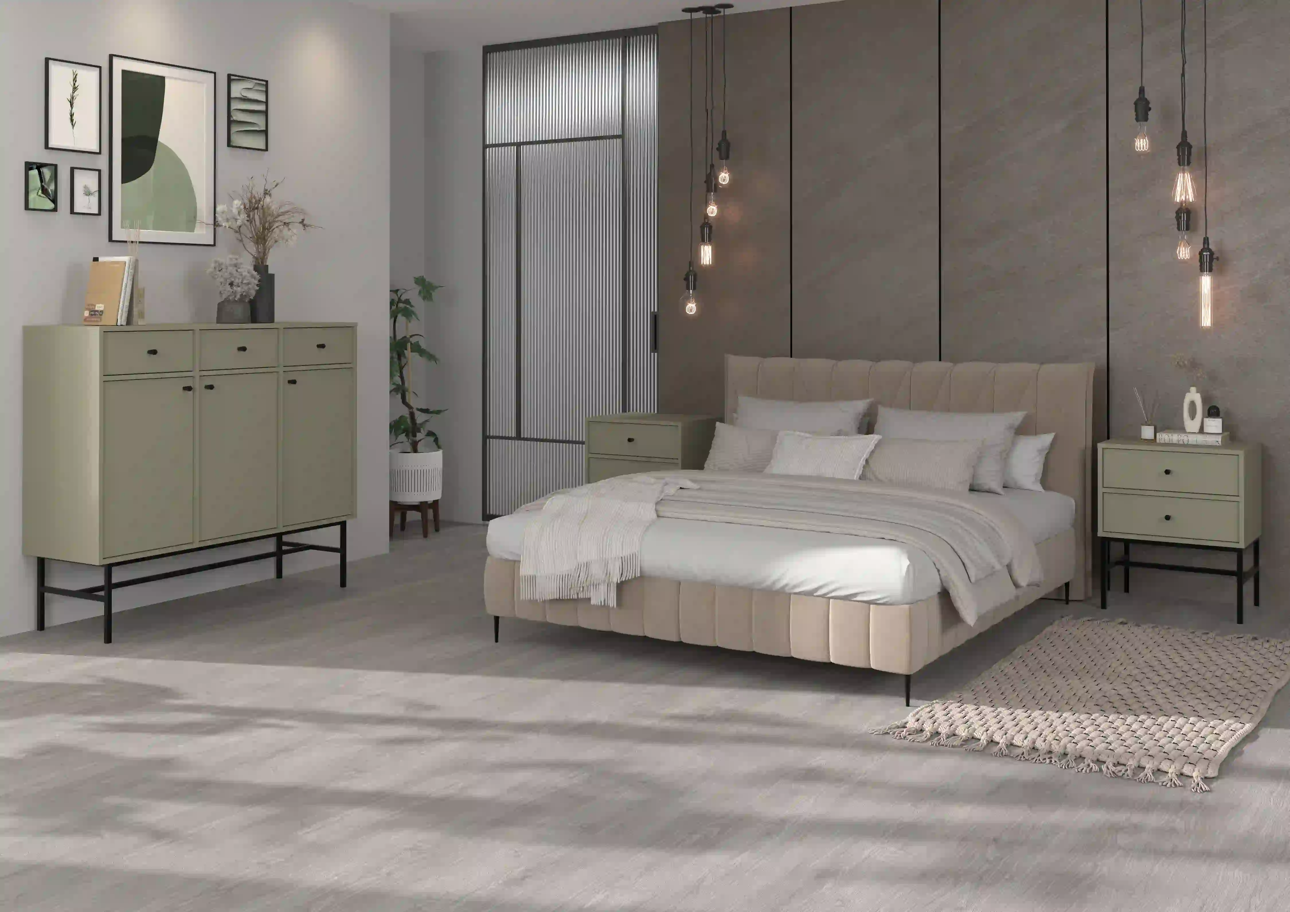 Stolik nocny z szufladami do sypialni Sakai 2S T801 Eukaliptus