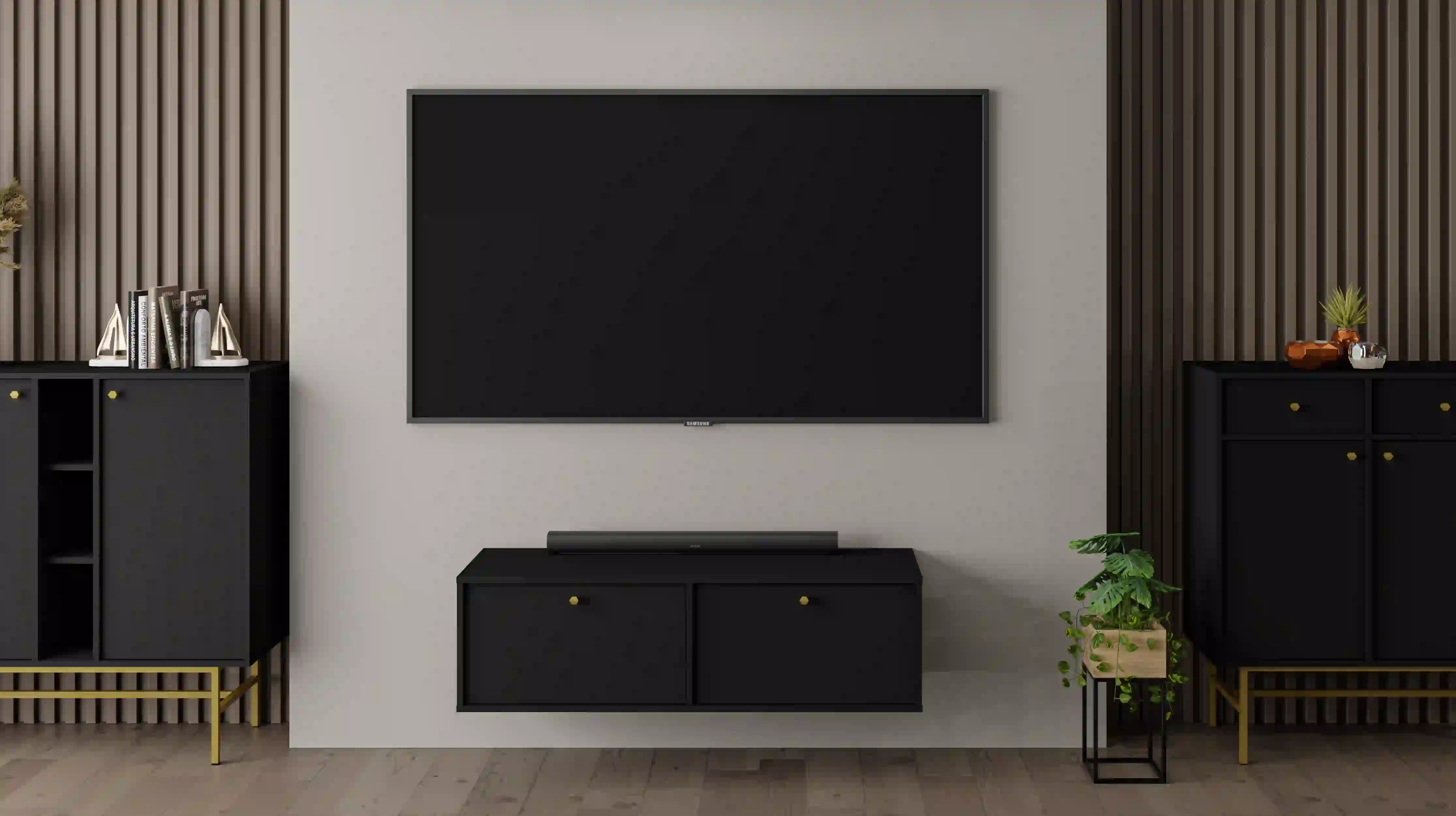 Závěsná TV komoda Sakai 2K T302 Černá