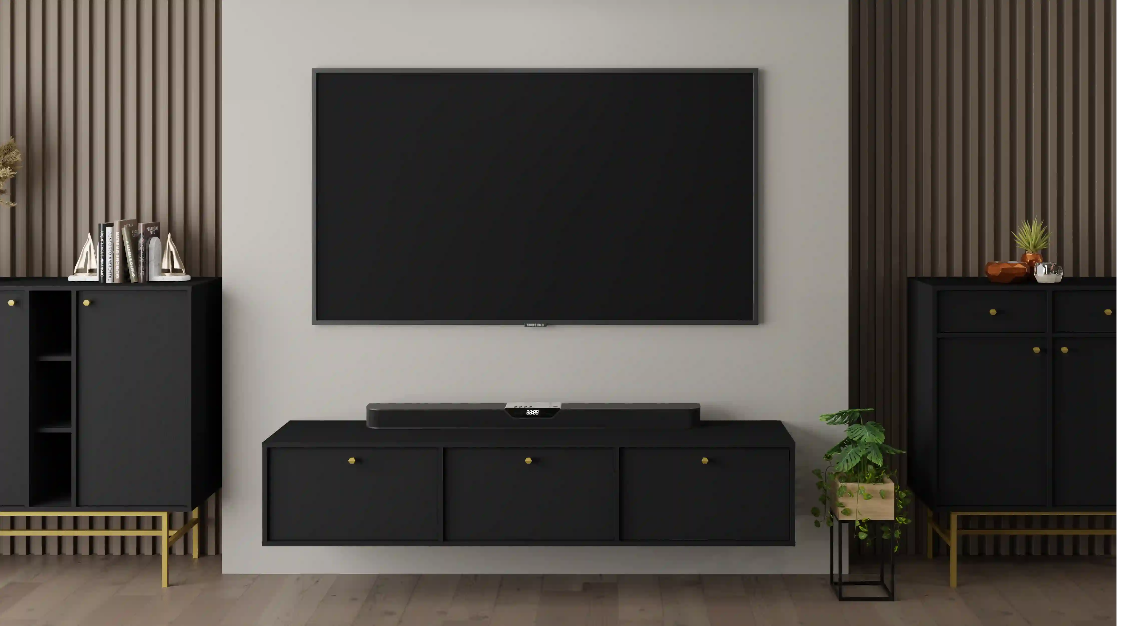 Závěsná TV komoda Sakai 3K T303 Černá