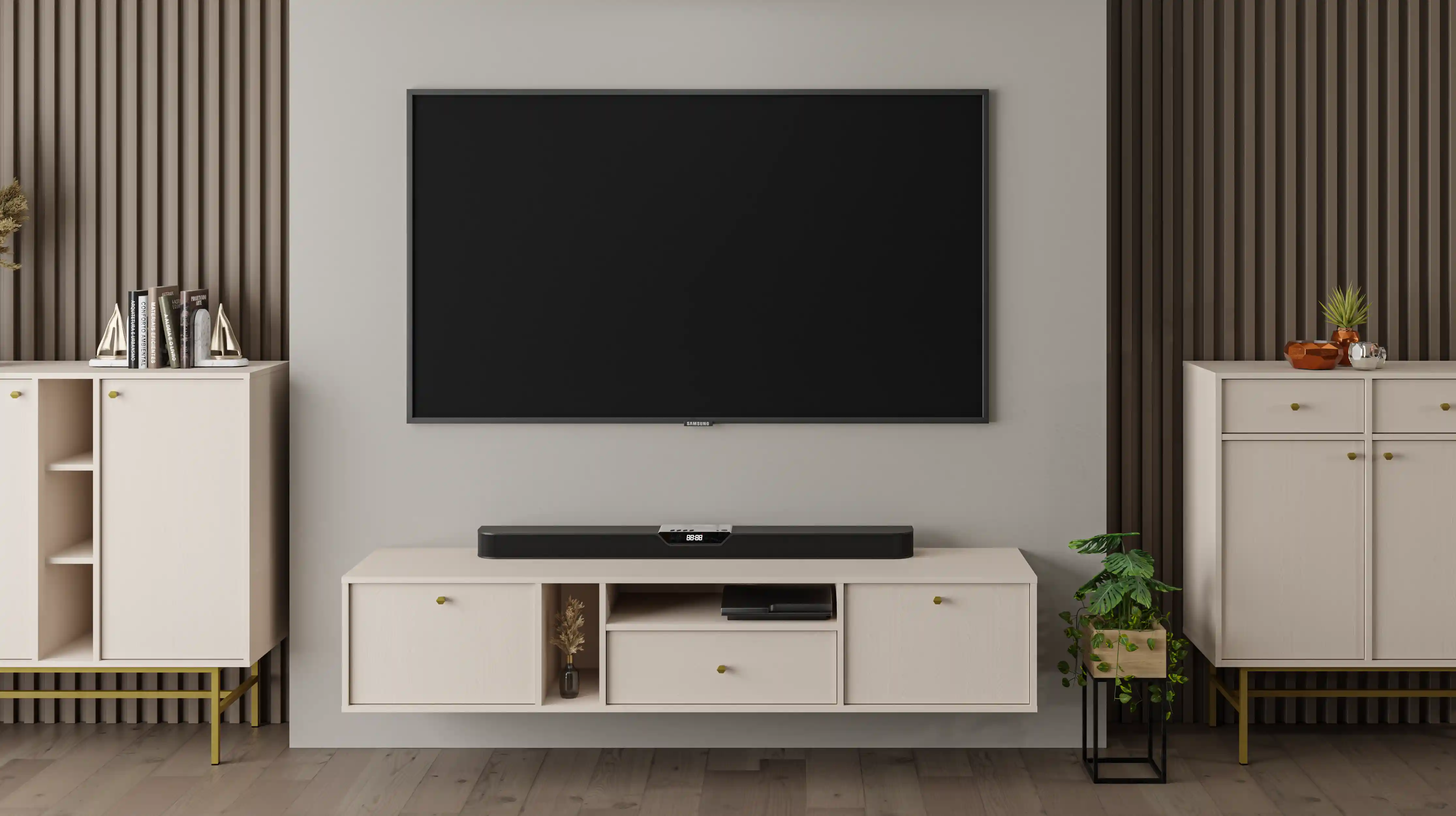 Závěsná TV-komoda Sakai 2K 1S T313 Béžová