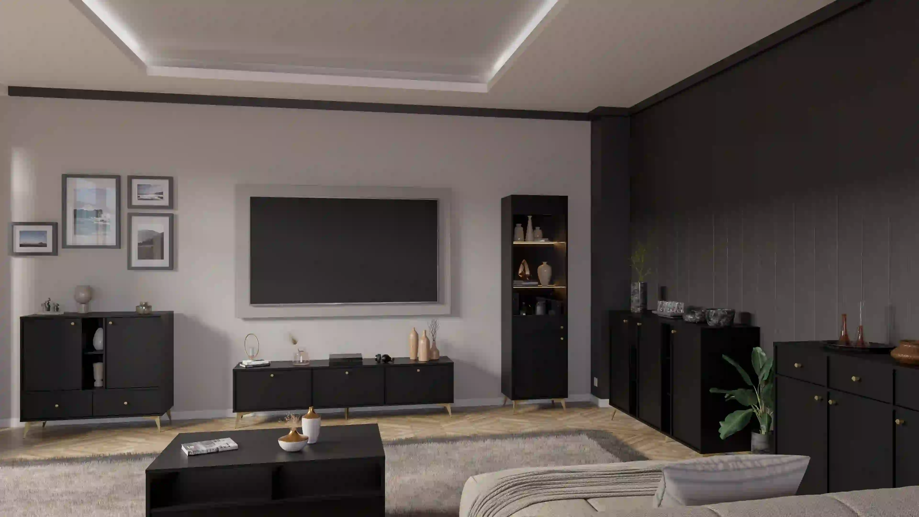 Skleněná vitrína Sakai 1-2F T101 Černá