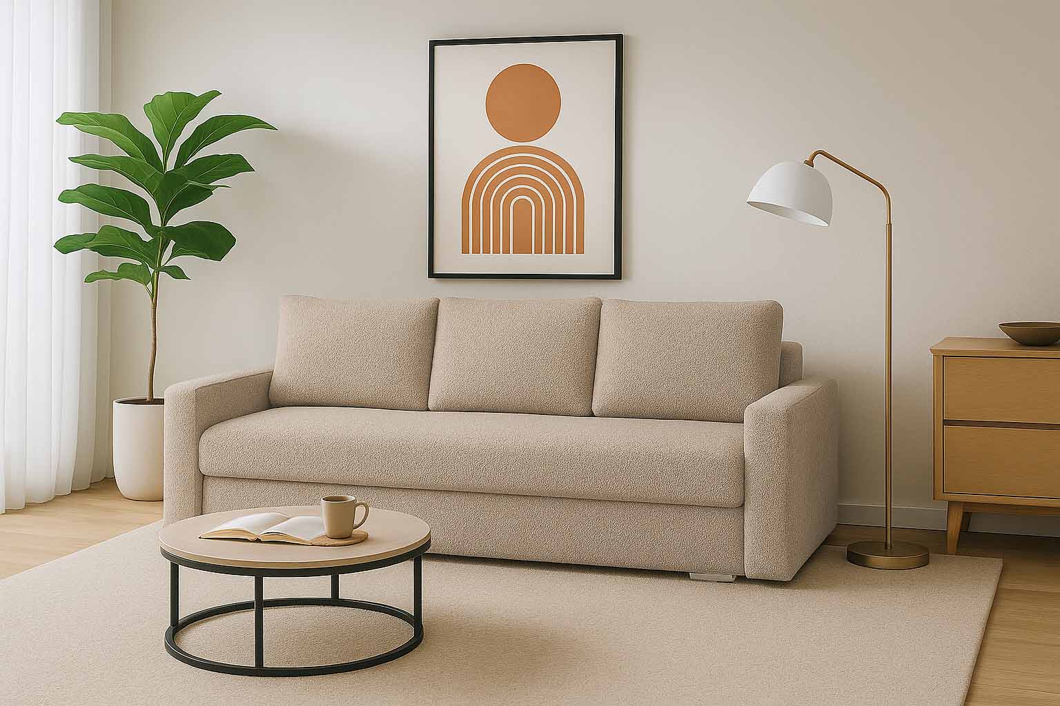 Rozkládací pohovka s funkcí spaní SILVER 3 boucle béžová