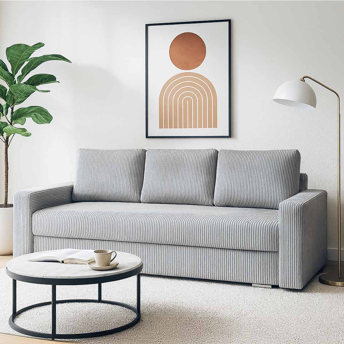 Rozkládací pohovka s funkcí spaní SILVER 3 manšestr šedá