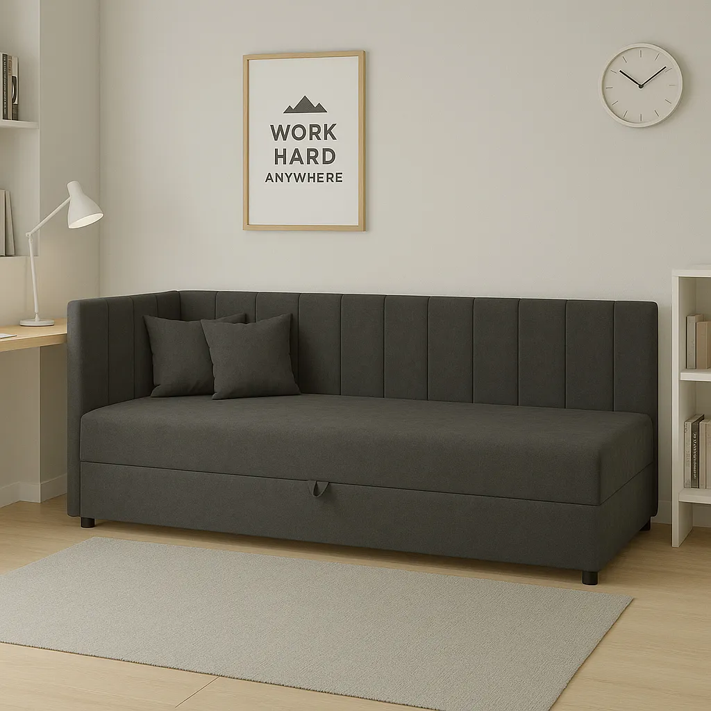 Tapczan łóżko jednoosobowe z pojemnikiem do salonu Sofaro 80x180 Grafiowe