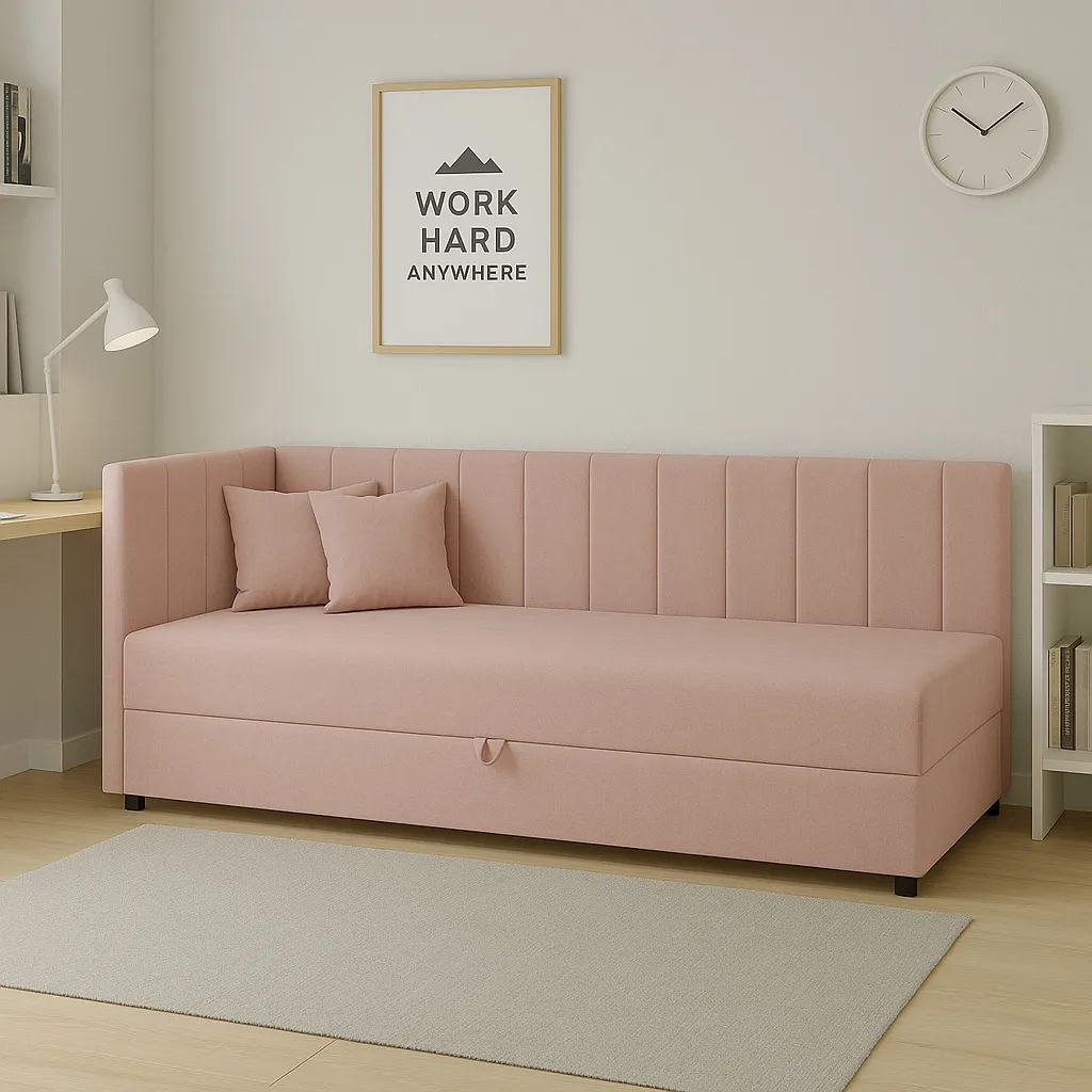 Gauč jednolůžková postel s úložným prostorem Sofaro 80x180 Růžová