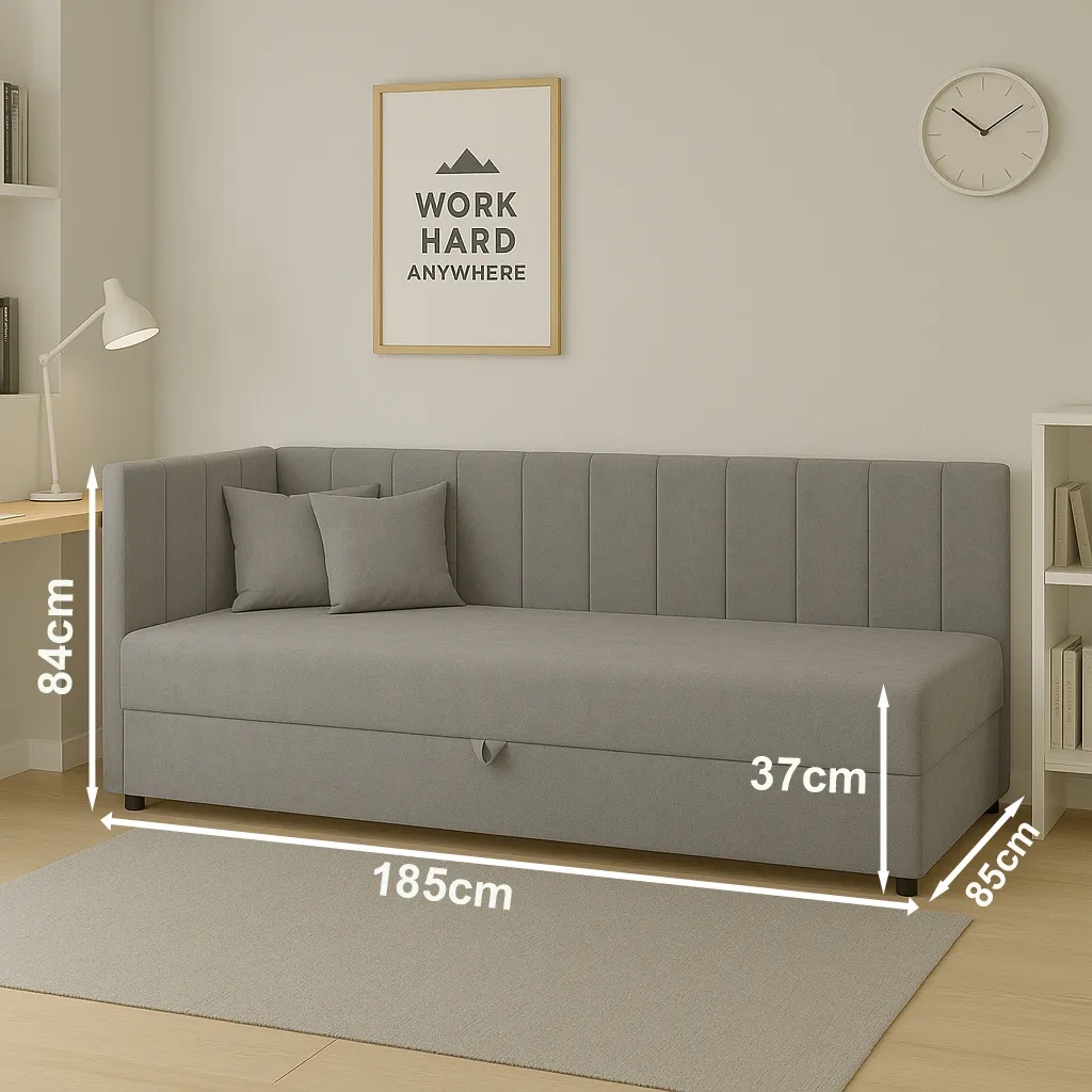 Tapczan łóżko jednoosobowe z pojemnikiem do salonu Sofaro 80x180 Grafiowe
