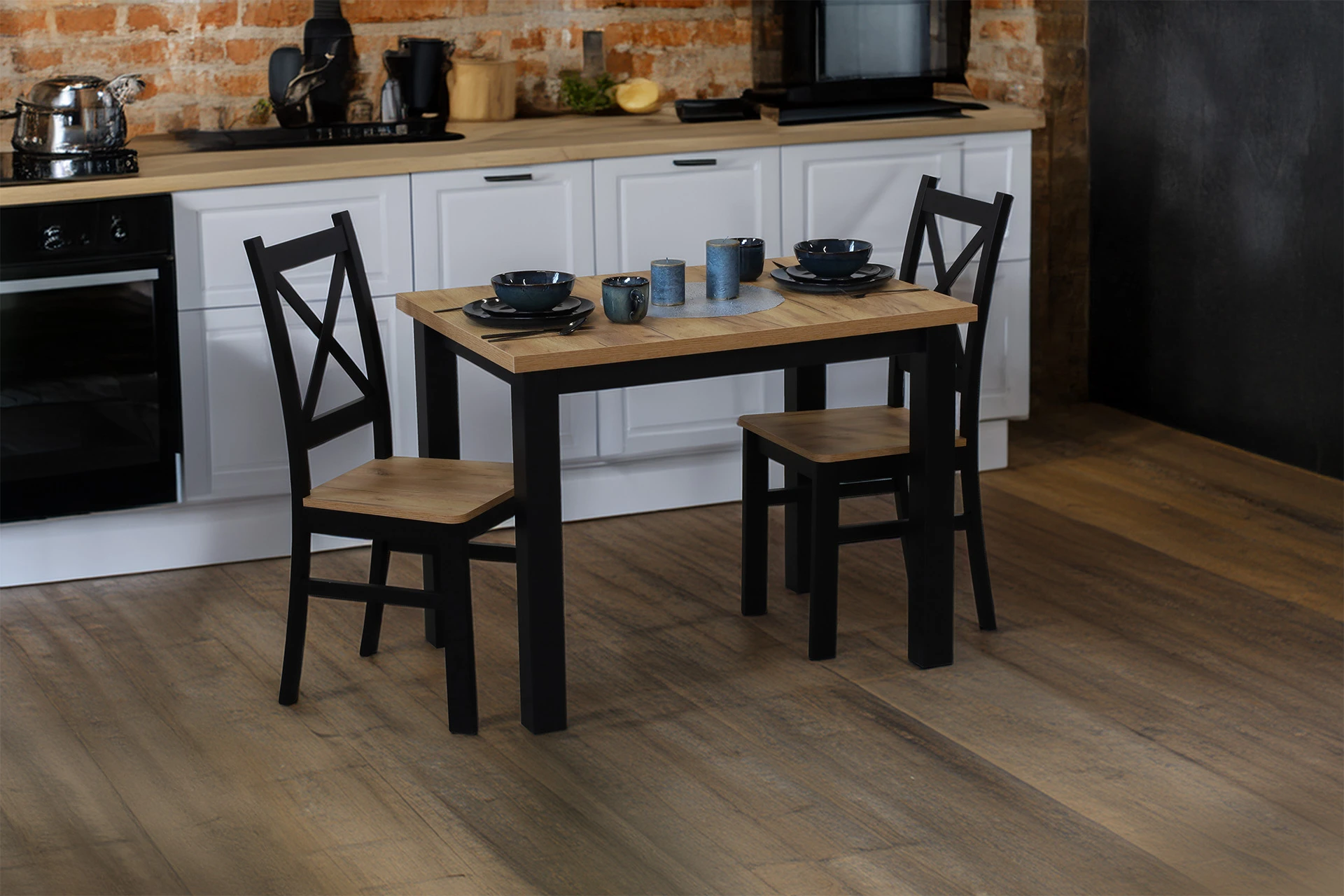 Kuchyňský a jídelní stůl LAP 100x70 černá/dub craft